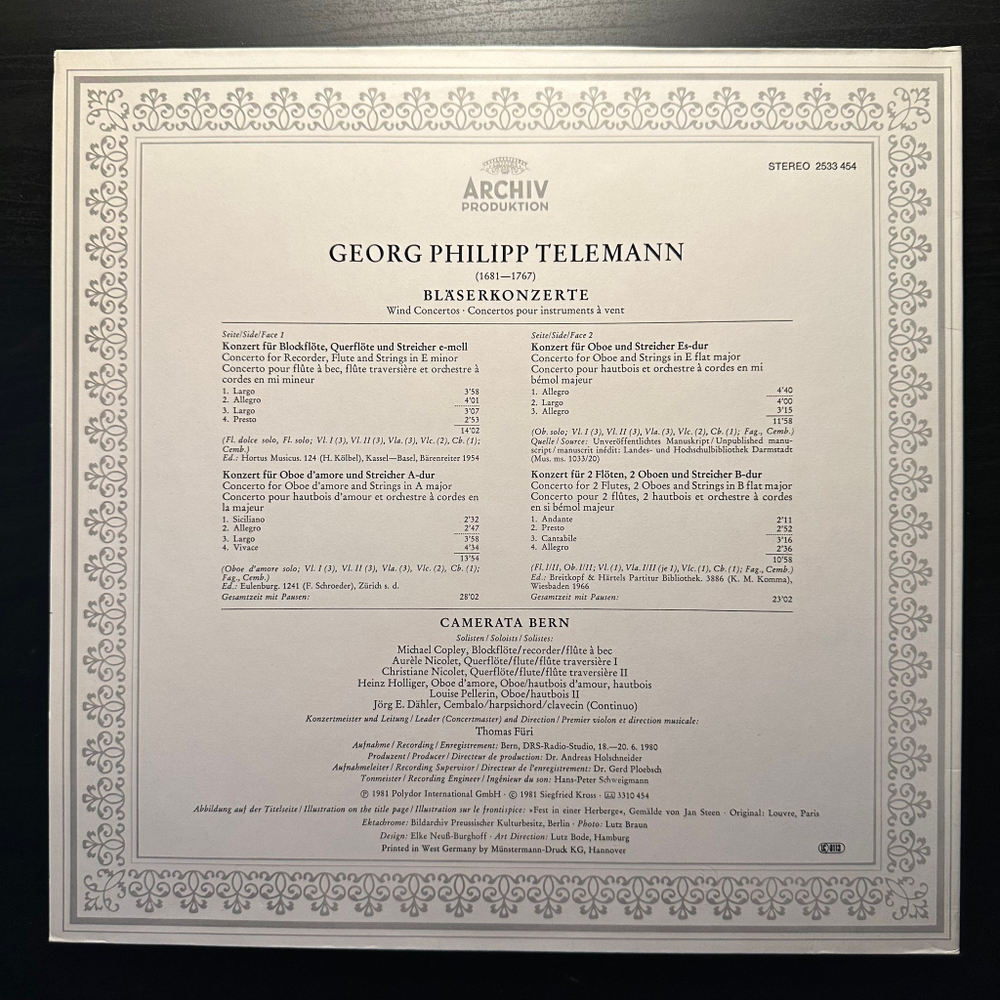 Телеманн - Концерты для духовых инструментов (Германия 1981г.)