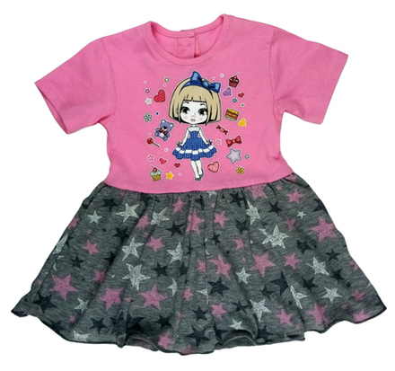 Платье 7028/81 (розовое, звезды, наклейки)