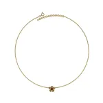 Колье Цветок с коньячным янтарем, позолота