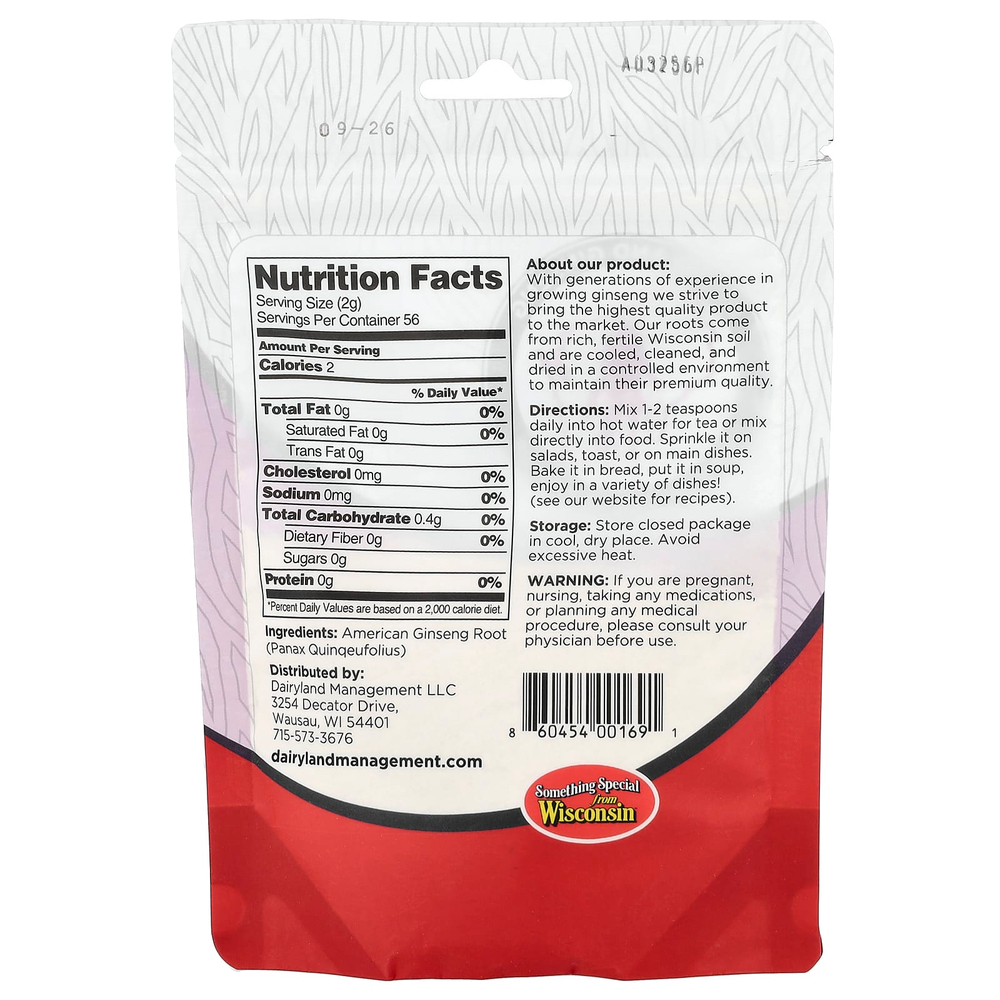 Dairyland Ginseng, американский женьшень в порошке, 118 мл (4 унции)