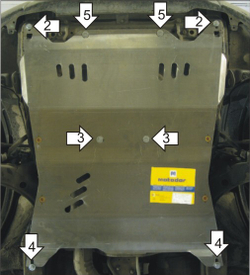Защита картера Двигателя, КПП. 5 мм, Алюминий. для Subaru Forester 2005-2008, Subaru Forester 2002-2005 MOTODOR.32201
