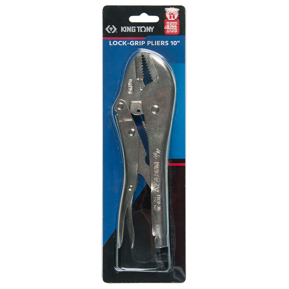 KING TONY (6031-10) Зажим с фиксатором 254 мм, с прямыми губками