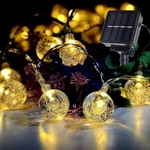 Гирлянда для улицы «Роса» 5 м, 20 ламп LED чёрный провод, 8 реж, IP-55, Теплый белый (солнечная батарея).