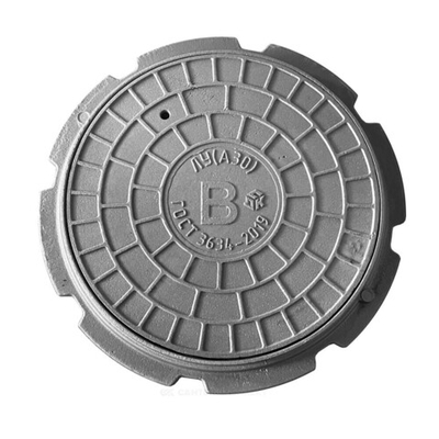 Люк чугун водопроводный (В) ЛУ (Легкий усиленный) А30 круглый m=51кг h=65мм ГОСТ 3634-2019 ДПК