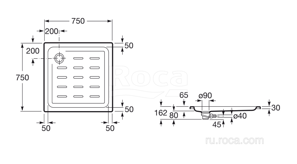 Душевой поддон Roca Easy 750х750 белый 276079000