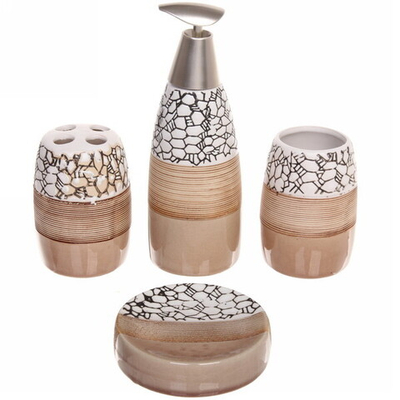 Набор для ванной из 4-х предметов керамический «Гермес» бело-черный