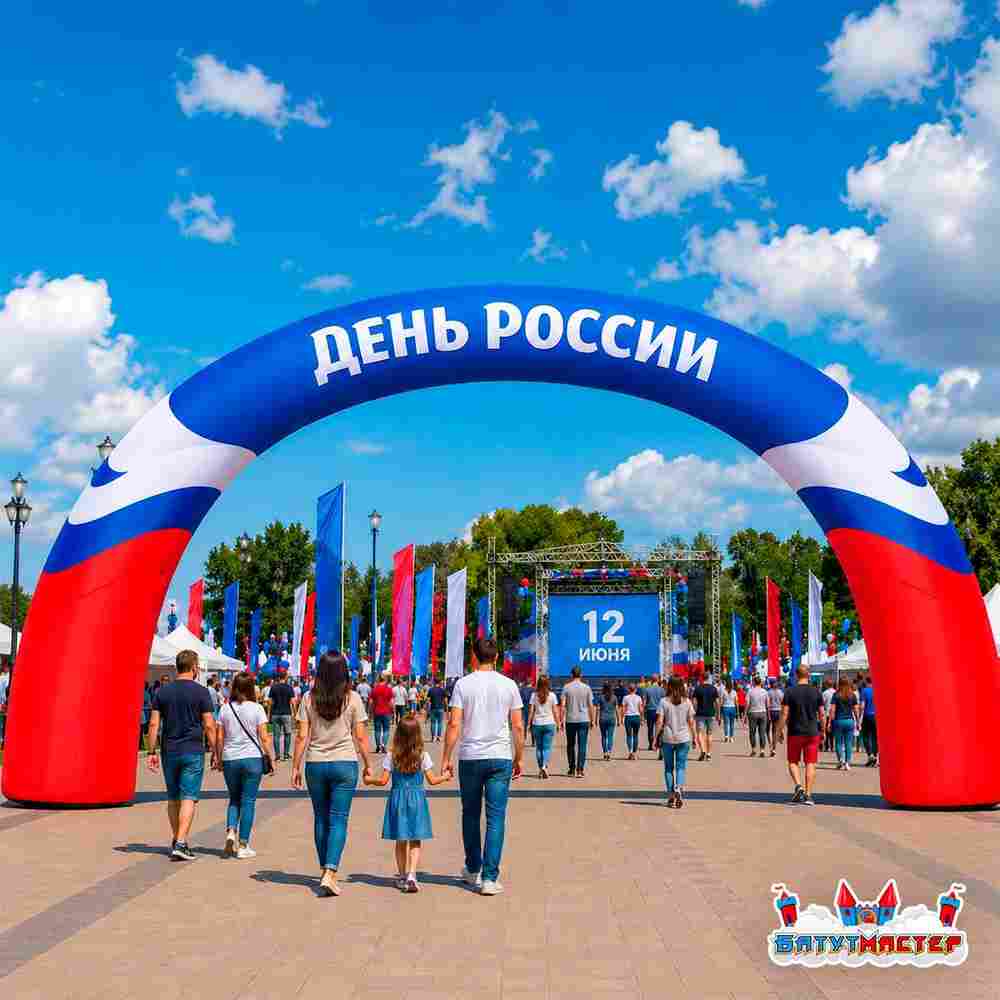 Надувная арка праздничная «День России», 8×1×4 м