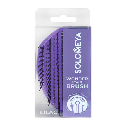 Solomeya Многофункциональная расческа для распутывания, массажа и мытья кожи головы, мини, Лиловая