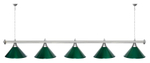 Лампа STARTBILLIARDS 5 пл. (плафоны зеленые,штанга зеленая,фурнитура золото)