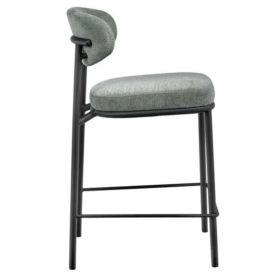 Полубарный стул Arvo 65 см, серо-зеленый шенилл с черными ножками