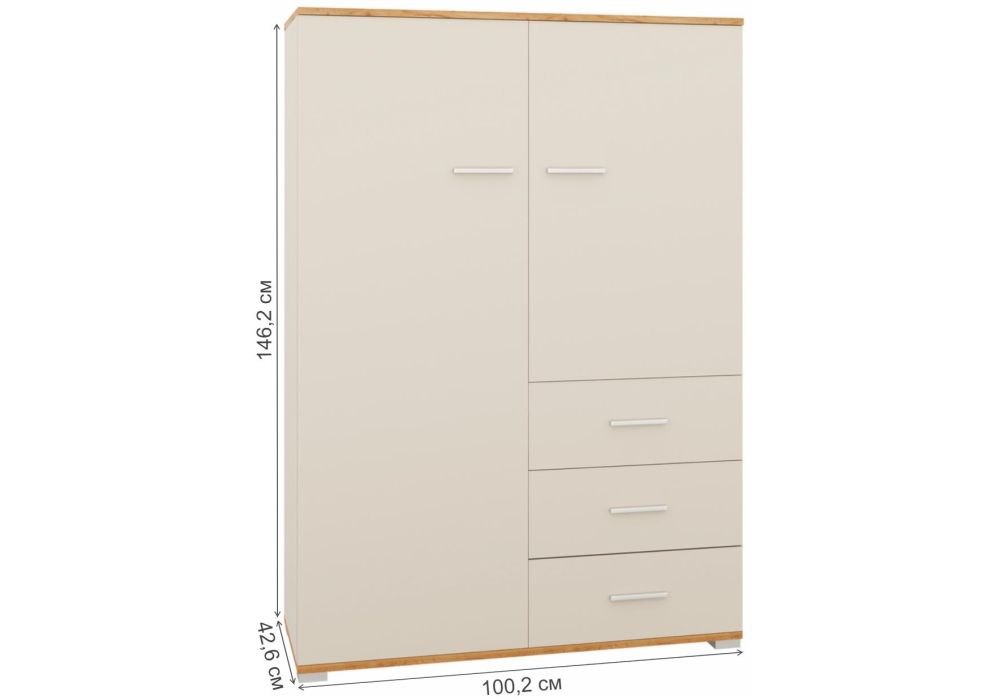 Комод Кассандра 100 дуб крафт золотой / кашемир