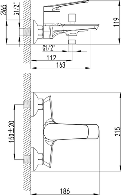 Смеситель для ванны с душем STWORKI Вирклунд S05100CR хром
