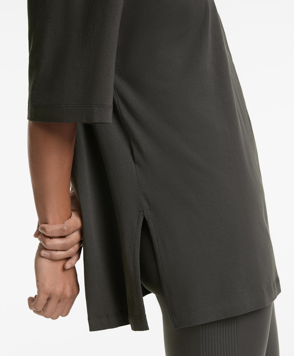 Oysho Футболка из смесового хлопка, темно-свинцовый