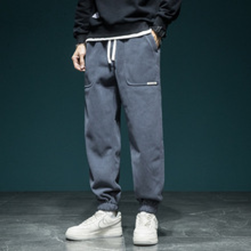 Модные брендовые спортивные штаны в американском стиле, мужские свободные повседневные брюки больших размеров, Осенние новые спортивные штаны из синели для полных мужчин