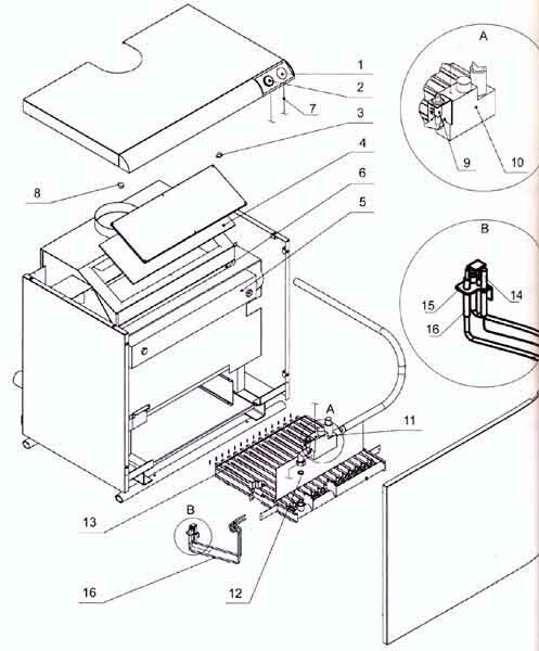 Схемы узлов и деталей для газовых котлов АОГВ Жуковский