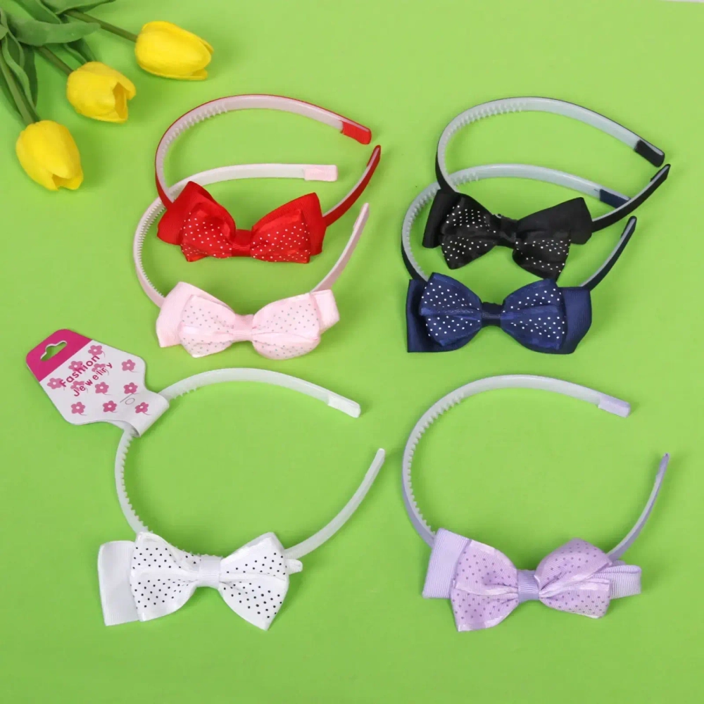 Ободок для волос детский на блистере «Rapunzel», в горошек, микс 6 цветов, 1см