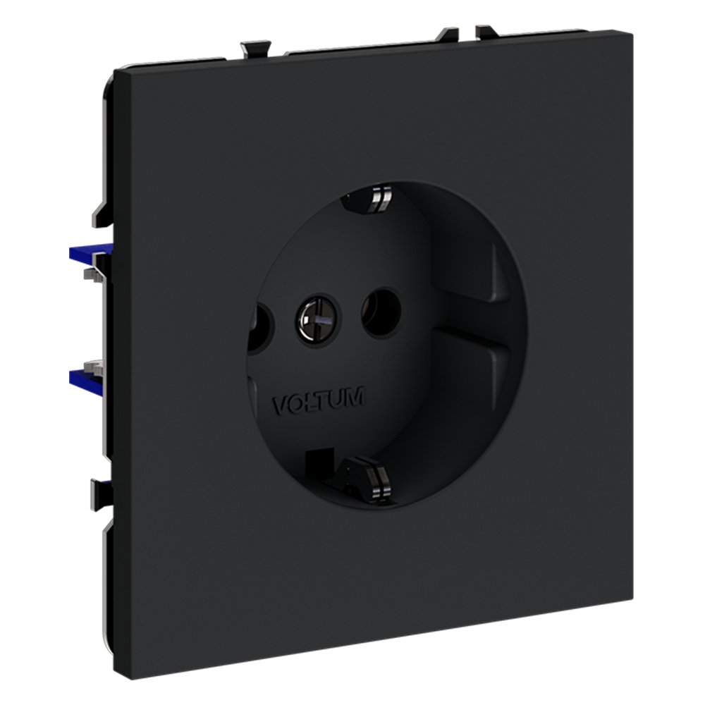 Розетка встраиваемая VOLTUM S70 с заземлением 16А, (графит)