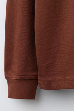 ZARA ФУТБОЛКА HEAVY WEIGHT С ВЫШИТОЙ НАДПИСЬЮ, БУРГУНДИ