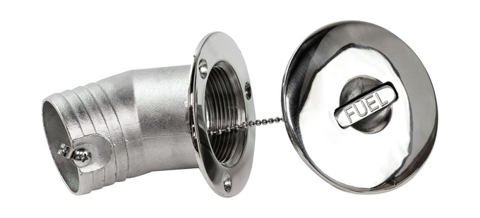 Горловина заливная для бензина, угловая, под шланг 50 мм, Marine Rocket