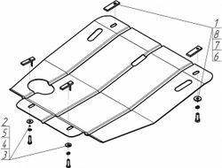 Защита картера Двигателя. 2 мм, Сталь. для Mercedes C-class 1993-2000 MOTODOR.01203