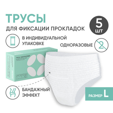 Трусы одноразовые для фиксации прокладок, L, белые, 5 шт Beside