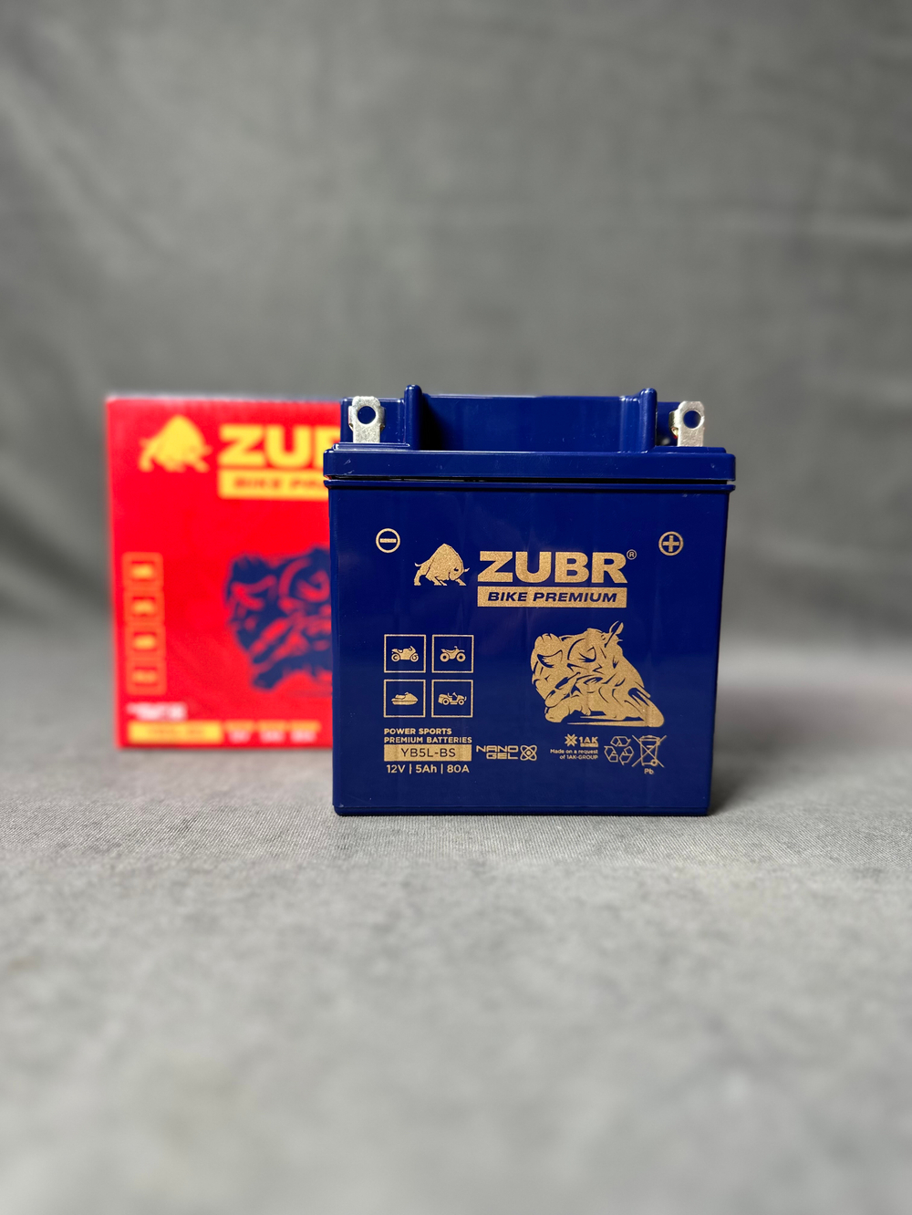 Аккумулятор для мотоцикла ZUBR (5 Ah) 80 A, 12 V Обратная, R+ YB5L-BS YB5L-BS (ZubrPrem)