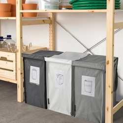 IKEA DIMPA  (ИКЕА ДИМПА)  -  Раздельный мешок для мусора, белый/темно-серый/светло-серый, 22x35x45 см/35 л