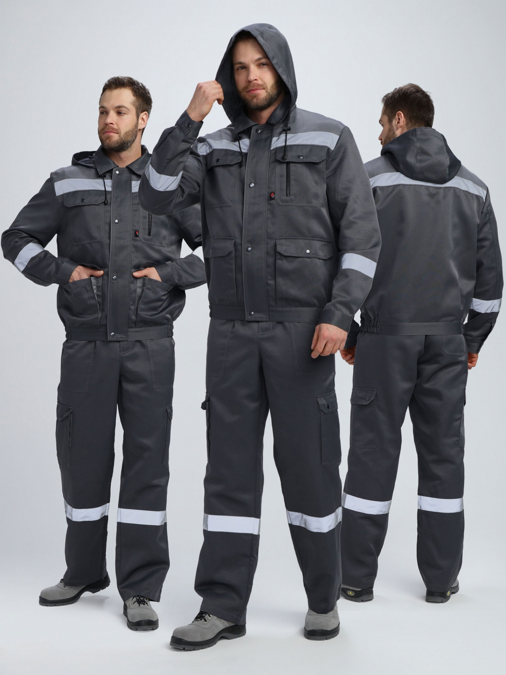Костюм Нейч-2 СОП с капюшоном К. (тк.Смесовая,210) п/к, т.серый/св.серый