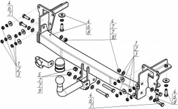 Фаркоп Motodor Subaru Outback 2015 - 2020 (оцинк. Шар) арт.92203-A