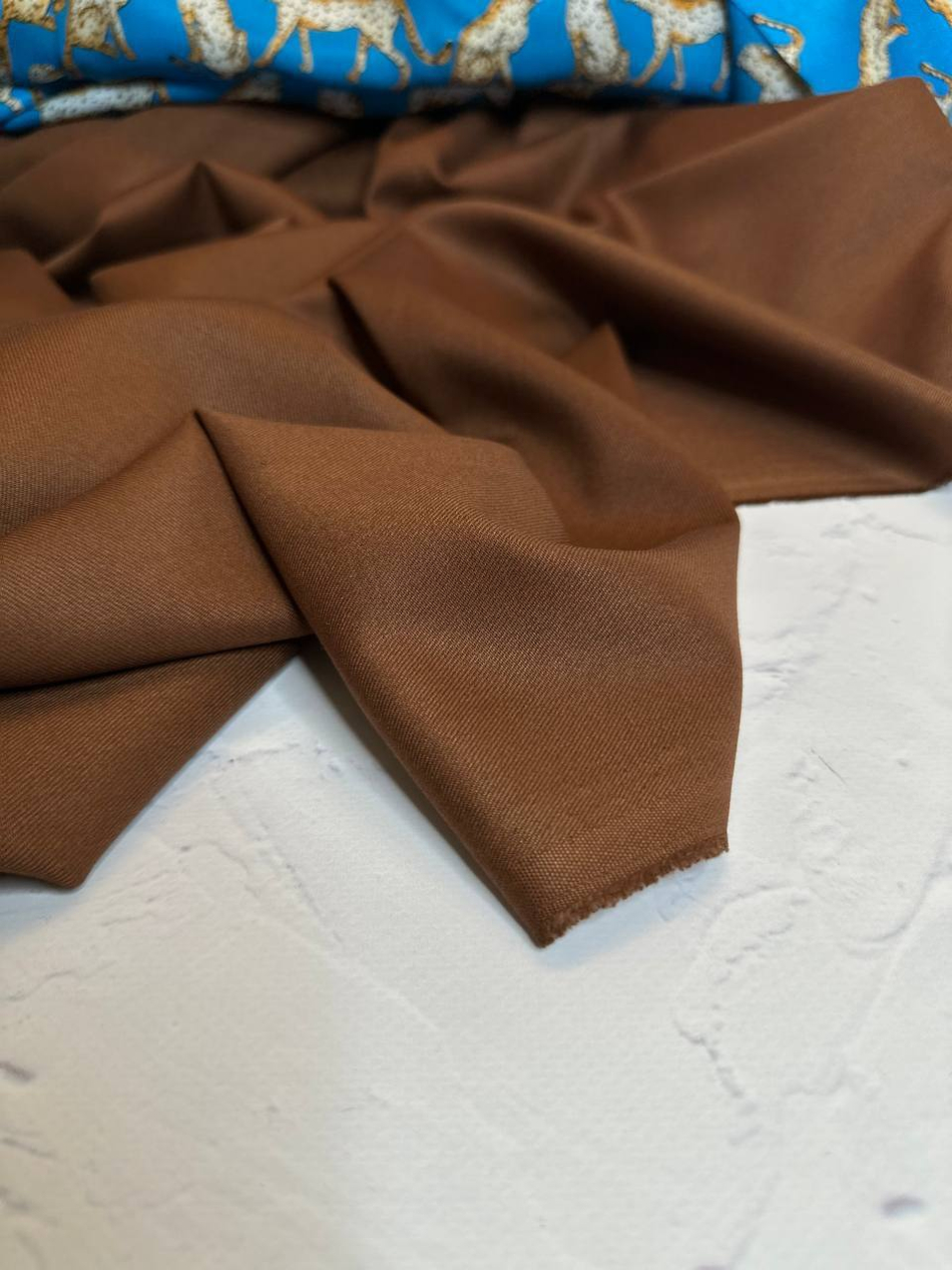 Костюмно-плательная смесовая однотонная поливискоза (64%полиэстер/33%вискоза/3%эластан, Жженая карамель, 148, 285 гр/м2)