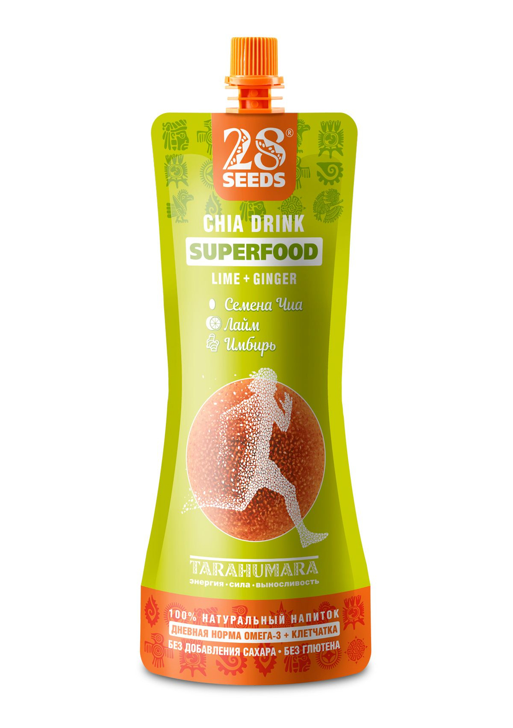 Напиток Чиа 28SEEDS, смузи без сахара СУПЕРФУД Лайм - Имбирь, 10 шт, напитки пп