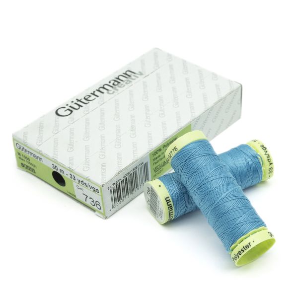 Нитки отделочные Gutermann Top Stitch 30 (30 метров), 5 кат. | 736 голубая лагуна
