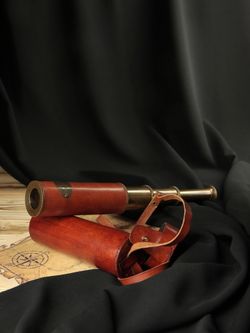 Nautical Подзорная труба в кожаном футляре