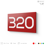 Номер на дверь 320, табличка на дверь для офиса, квартиры, кабинета, аудитории, склада, красная 120х70 мм, Айдентика Технолоджи