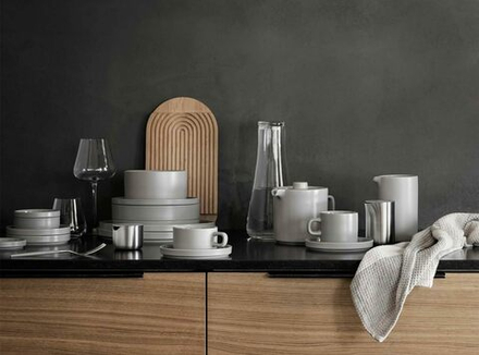 Blomus - Набор из 2 чашек для эспрессо Pilar по 50 мл с блюдцами Mirage Grey / артикул   B63725  / GTIN 4008832637254