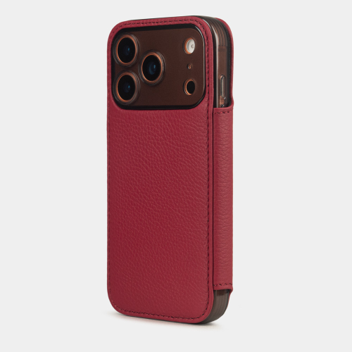 Чехол-книжка для iPhone 17 Pro Max - кожа телёнка, красный