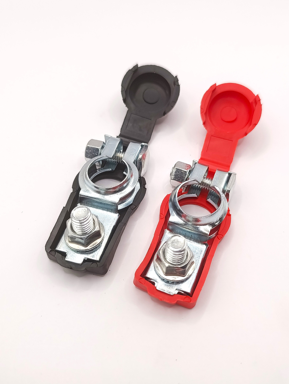 Клеммы для аккумулятора. Клеммы АКБ универсальные комплект 2шт. (+) (-). Клемы АКБ крепление болт с гайкой