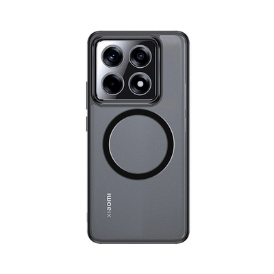 Чехол с Магсейф Xiaomi 14T Pro прозрачный матовый с черным бортом WLONS