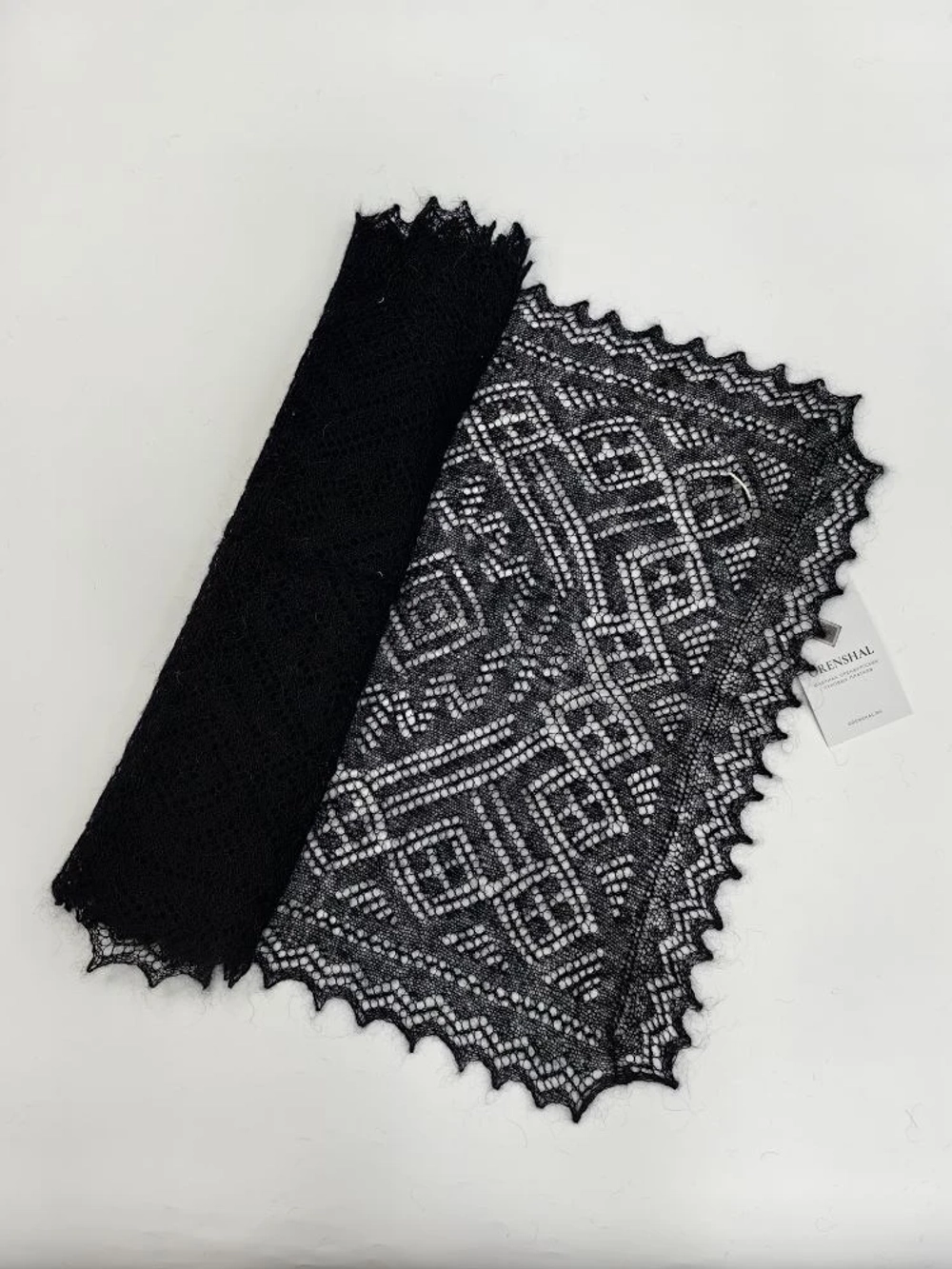 Оренбургский пуховый палантин А12040-07 черный