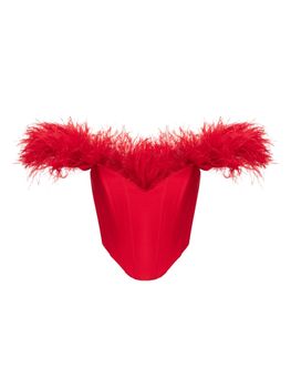 Корсетный топ с перьями