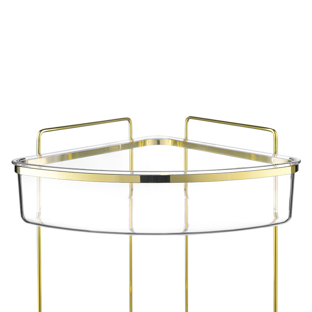 Полка для душа настенная двухъярусная угловая Bergenson Bjorn Siv золотистая