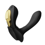 Чёрный вибромассажёр в трусики 8,5см с насадкой и пультом ДУ + управление через приложение Zalo Aya Wearable Vibrator Obsidian Black