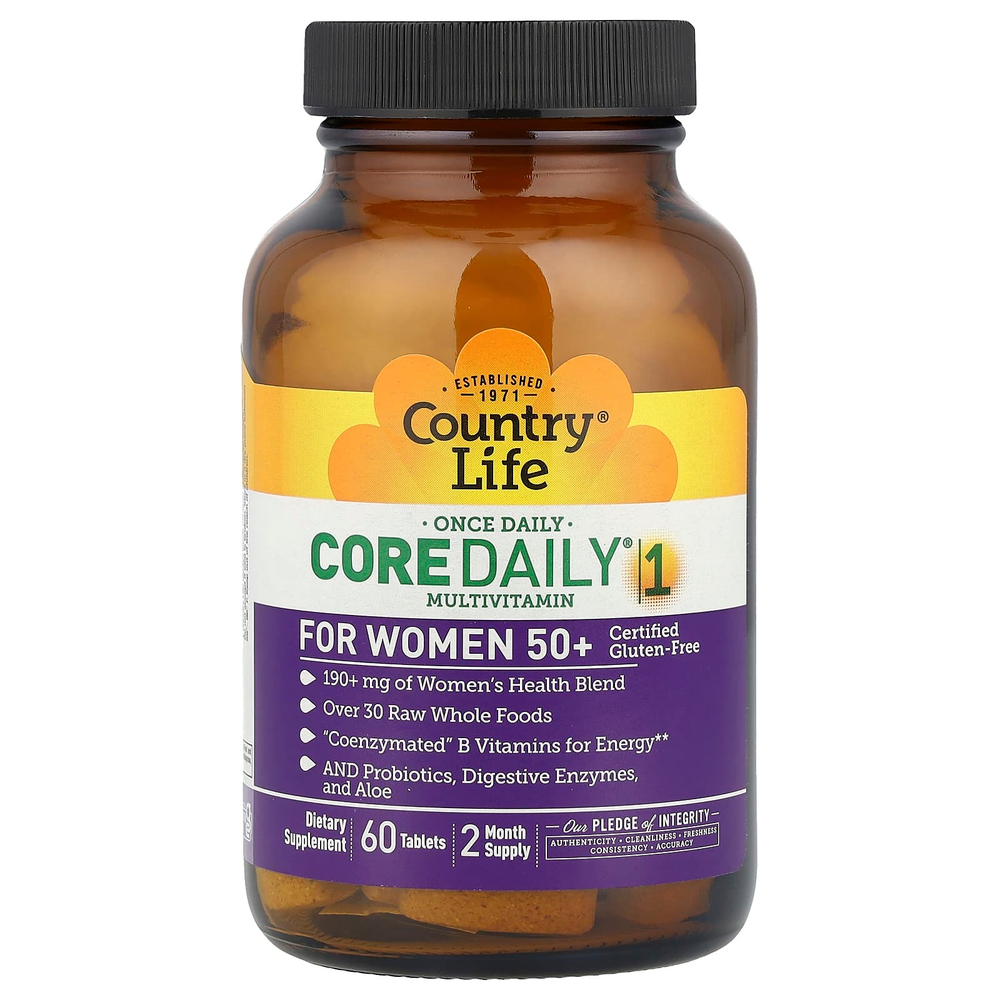 Country Life, Мультивитамины Core Daily-1 для женщин старше 50 лет, 60 таблеток