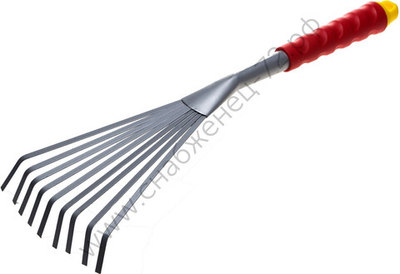 GRINDA 420 мм, коннекторная система, с плоскими зубцами, углеродистая сталь, веерные грабельки (8-421453)