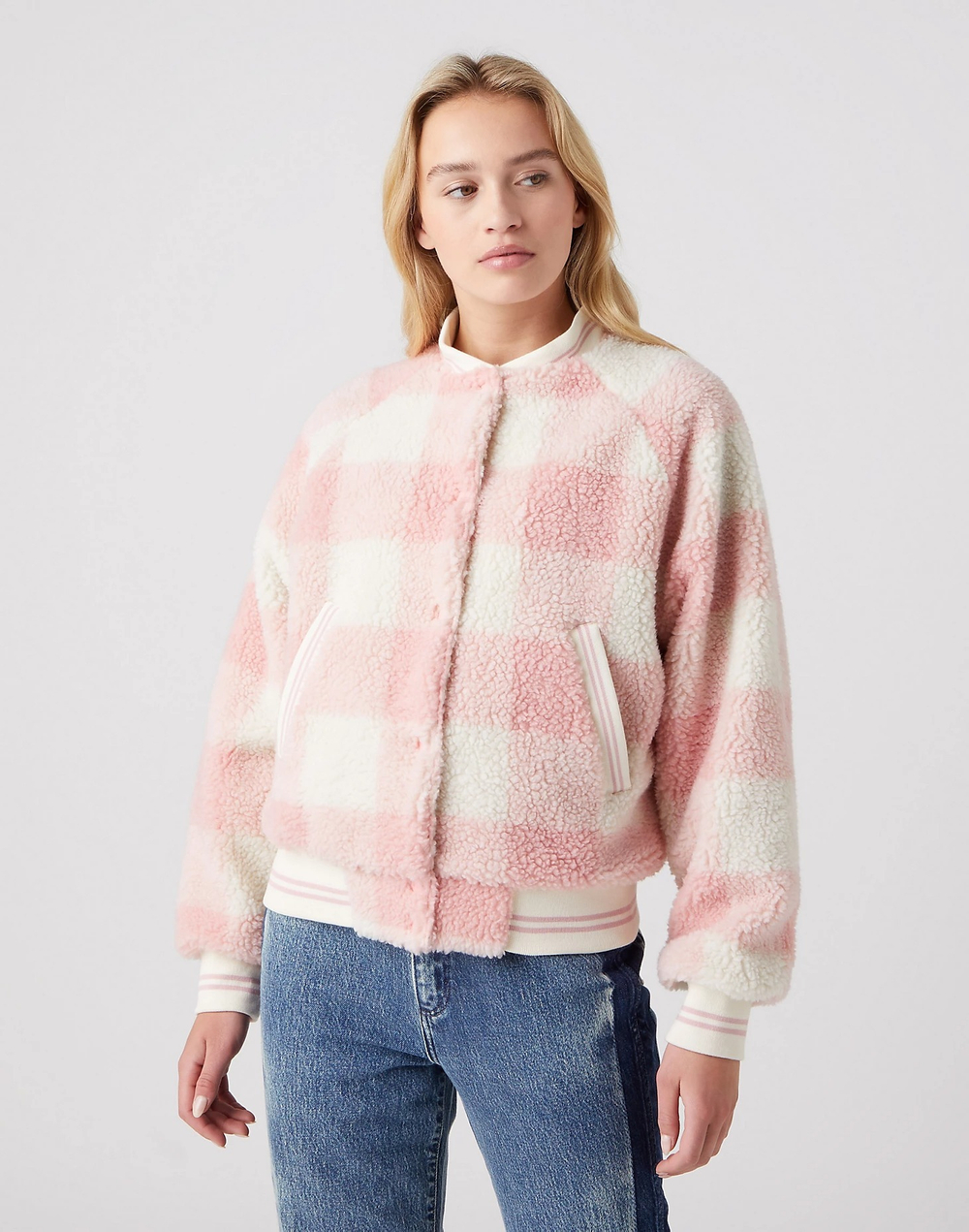 Куртка женская WRANGLER SHERPA BOMBER SILVER PINK