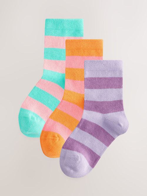 Носки хлопковые для девочки Next E88-926, 3 шт., Оранжевый, Бирюзовый, Сиреневый