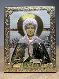 Матрона, икона прямоугольная без рамки, красное дерево, эмаль 150х200