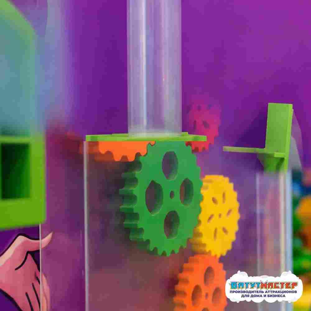 Интерактивная игровая стена «Механическая лаборатория», 3,66×0,5×2,44 м