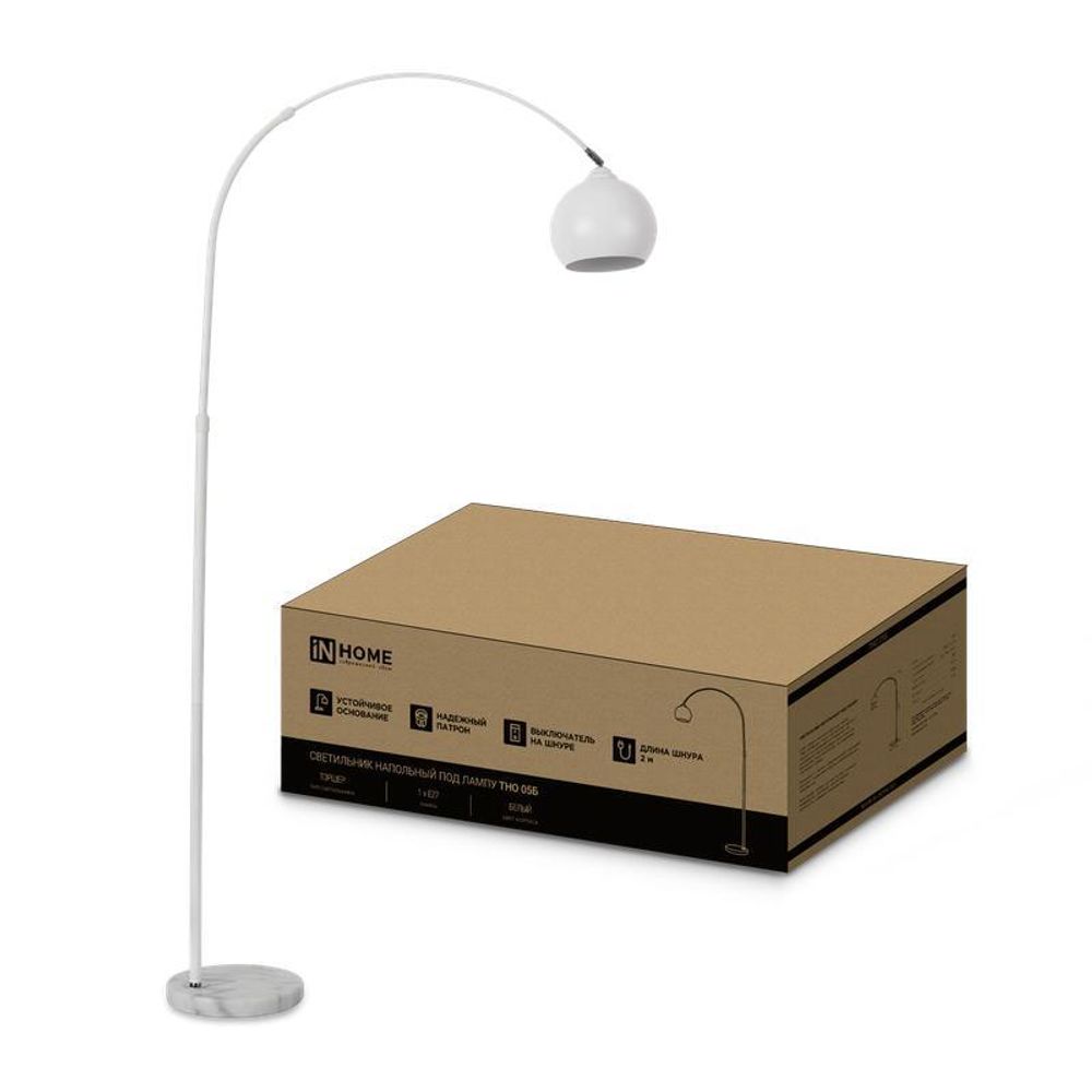 Светильник ТНО 05Б 60Вт E27 230В торшер напольн. под лампу на основании бел. IN HOME 4690612049205 Светильник ТНО 05Б 60Вт E27 230В торшер напольн. под лампу на основании бел. IN HOME 4690612049205