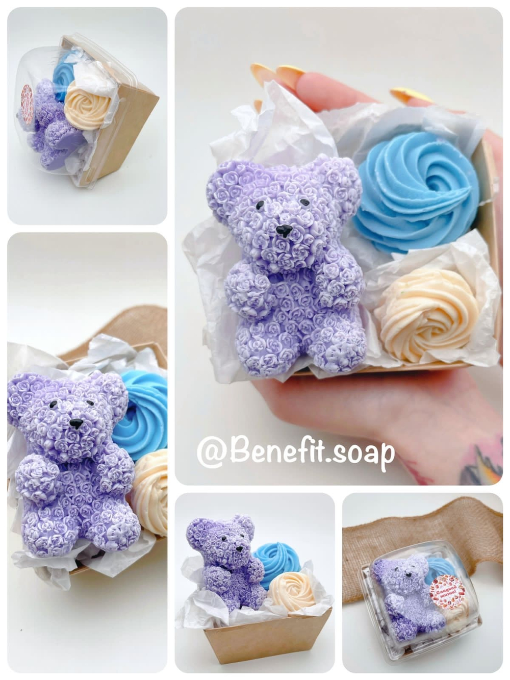 Набор из мыла «Мишка из роз, вайлет»